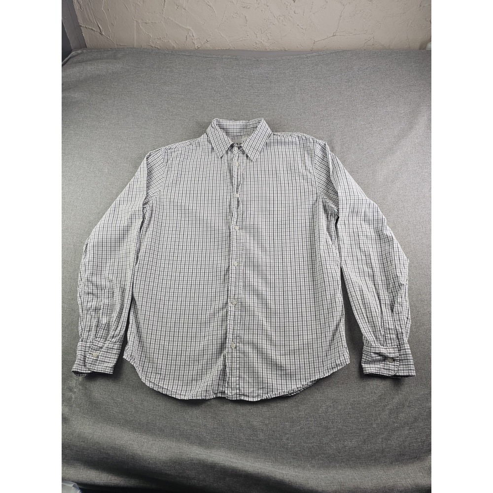 Frank And Eileen Shirt Mens Large White Plaid Button Up Long Sleeve Pocket Usa